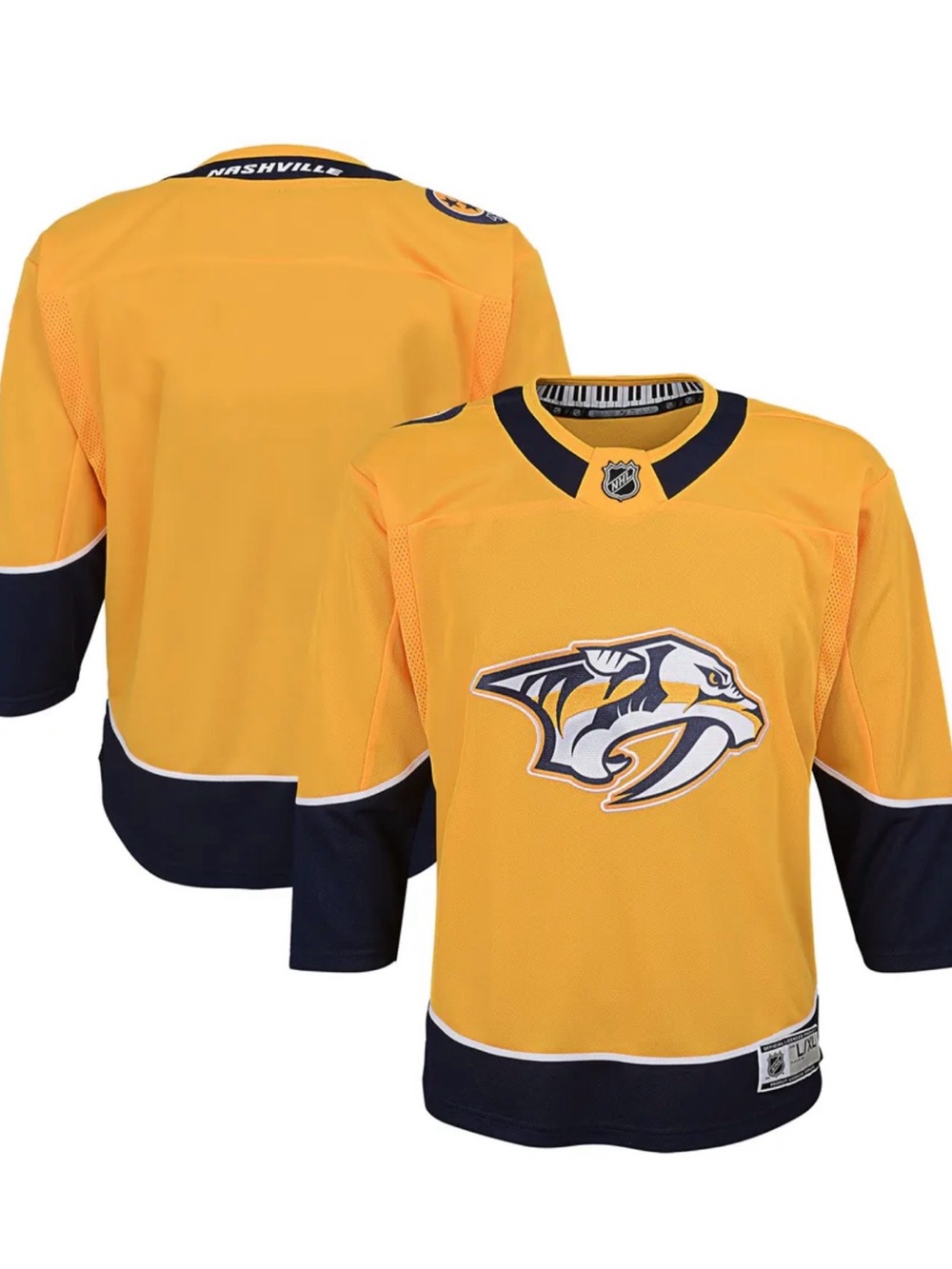 NHL Nashville Predators Kids Gold and Navy Hockey Jersey